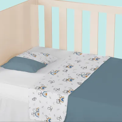 Jogo Lençol Berço Papi Estampa Dinossauro - 3 Peças