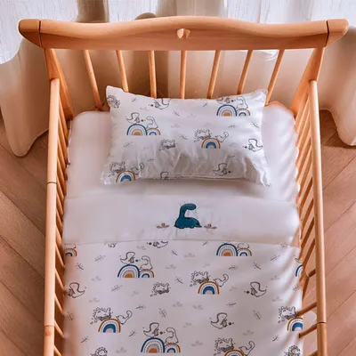 Jogo Lençol Berço Papi Bordado Dinossauro - 3 Peças Jogo Lençol Berço Papi Bordado Dinossauro - 3 Peças