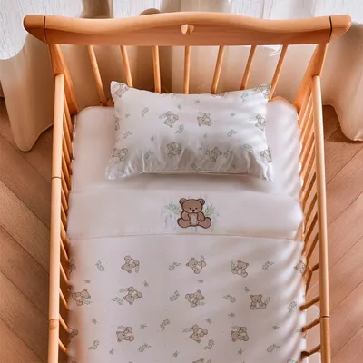 Jogo Lençol Berço Papi Bordado Urso - 3 Peças Jogo Lençol Berço Papi Bordado Urso - 3 Peças