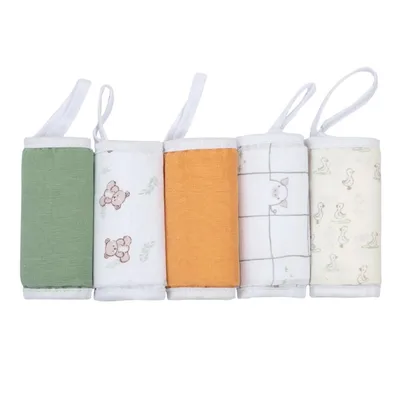 Kit Pano De Boca Papi Soft Estampa Urso - 5 Peças