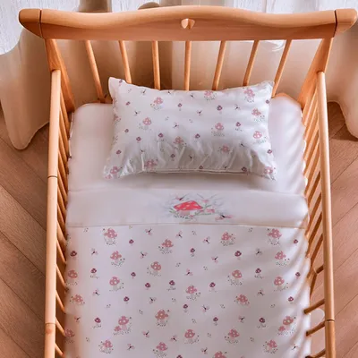 Jogo Lençol Berço Papi Bordado Cogumelo - 3 Peças Jogo Lençol Berço Papi Bordado Cogumelo - 3 Peças