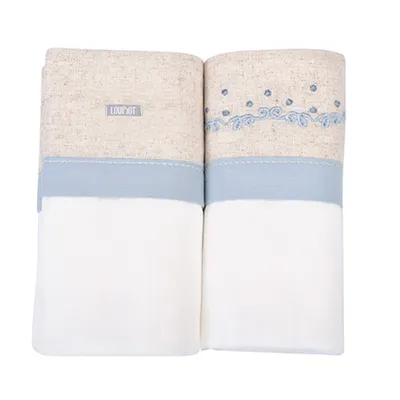 Kit Fralda Minasrey Loupiot Bordado Ramos Poá - 2 Peças Kit Fralda Minasrey Loupiot Bordado Ramos Poá - 2 Peças