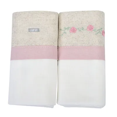 Kit Fralda Minasrey Loupiot Bordado Flores - 2 Peças Kit Fralda Minasrey Loupiot Bordado Flores - 2 Peças