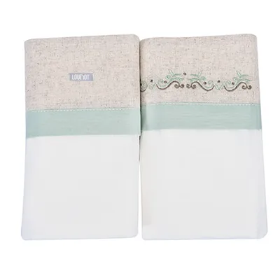 Kit Fralda Minasrey Loupiot Bordado Ramos - 2 Peças Kit Fralda Minasrey Loupiot Bordado Ramos - 2 Peças