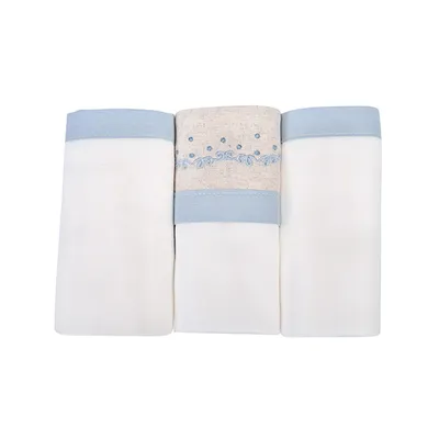 Kit Fralda Minasrey Loupiot Bordado Ramos Poá - 3 Peças Kit Fralda Minasrey Loupiot Bordado Ramos Poá - 3 Peças