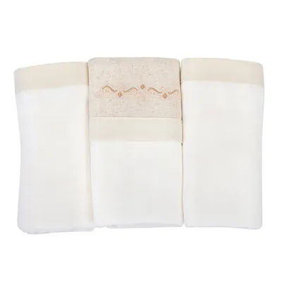 Kit Fralda Minasrey Loupiot Bordado Ramos - 3 Peças Kit Fralda Minasrey Loupiot Bordado Ramos - 3 Peças