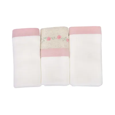 Kit Fralda Minasrey Loupiot Bordado Flores - 3 Peças Kit Fralda Minasrey Loupiot Bordado Flores - 3 Peças