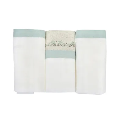 Kit Fralda Minasrey Loupiot Bordado Ramos - 3 Peças Kit Fralda Minasrey Loupiot Bordado Ramos - 3 Peças