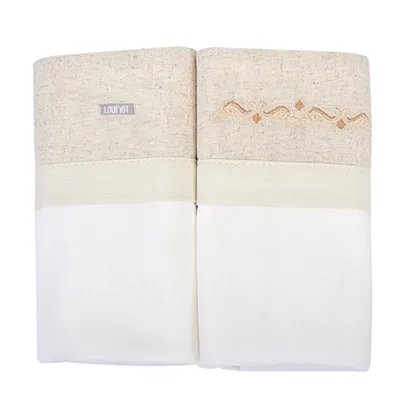 Kit Cueiro Loupiot Nature Bordado Ramos - 2 Peças Kit Cueiro Loupiot Nature Bordado Ramos - 2 Peças