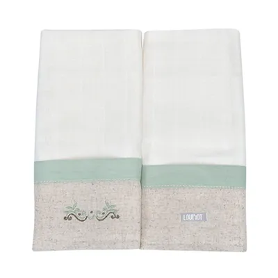 Kit Pano De Boca Minasrey Bordado Ramos - 2 Peças