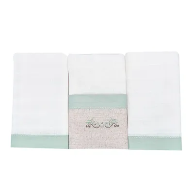 Kit Pano De Boca Minasrey Bordado Ramos - 3 Peças