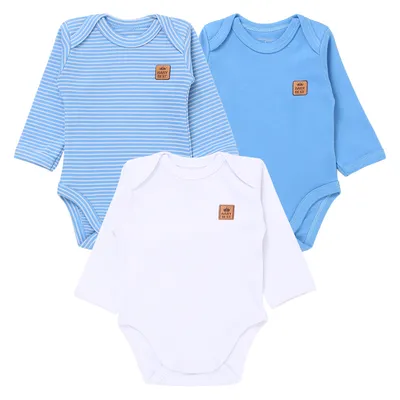 Kit Body Manga Longa Baby Best Algodão Fio 40 - 3 Peças