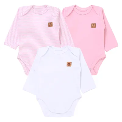 Kit Body Manga Longa Baby Best Algodão Fio 40 - 3 Peças