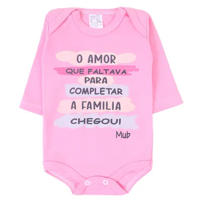 Kit Body Manga Longa Bebê Mub Estampado Frases - 3 Peças Kit Body Manga Longa Bebê Mub Estampado Frases - 3 Peças