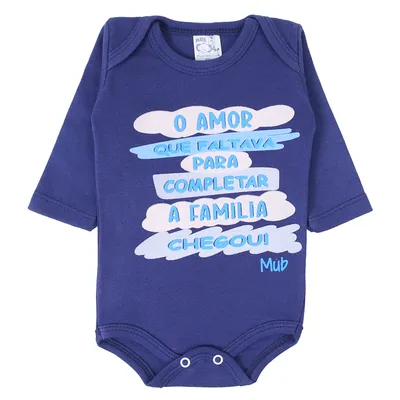 Kit Body Manga Longa Bebê Mub Estampado Frases - 3 Peças Kit Body Manga Longa Bebê Mub Estampado Frases - 3 Peças