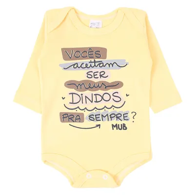 Kit Body Manga Longa Bebê Mub Estampado Frases - 3 Peças
