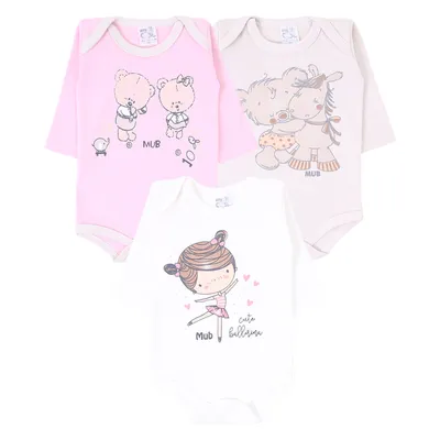 Kit Body Manga Longa Bebê Mub Estampado - 3 Peças