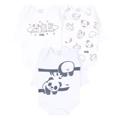 Kit Body Manga Longa Bebê Mub Estampado - 3 Peças