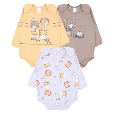 Kit Body Infantil Petutinha Estampa Hi Bichinhos 3 Peças Kit Body Infantil Petutinha Estampa Hi Bichinhos 3 Peças