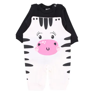 Conjunto Bebê Petutinha Jardineira Com Body E Bordado Hipopotamo