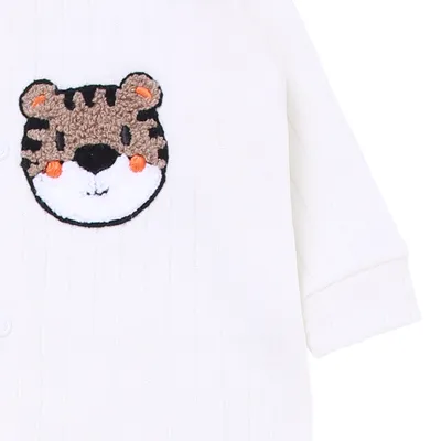 Macacão Longo Bebê Petutinha Suedine Bordado Tigre