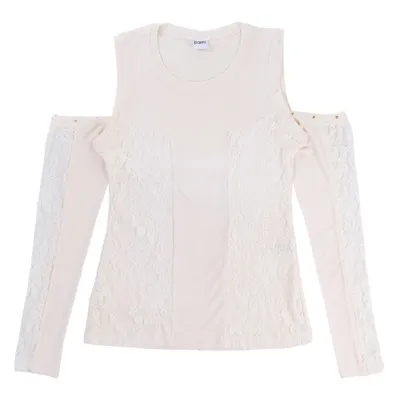 Blusa Pami Manga Longa Viscose Detalhe No Ombro E Renda