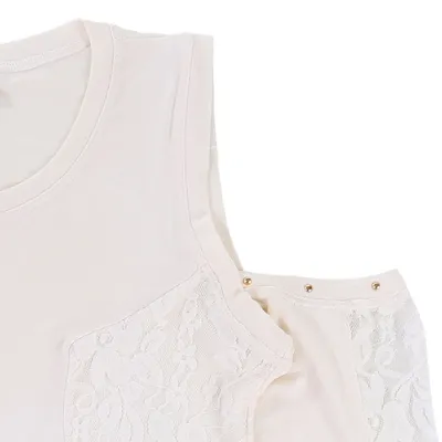 Blusa Pami Manga Longa Viscose Detalhe No Ombro E Renda