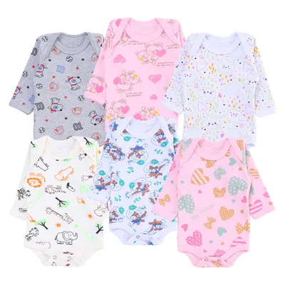 Kit Body Top Chot Manga Longa Estampa Animais Sortido 6 Peças Kit Body Top Chot Manga Longa Estampa Animais Sortido 6 Peças