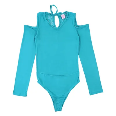 Blusa Rose Feijão Body Manga Longa Furo No Ombro Com Renda Blusa Rose Feijão Body Manga Longa Furo No Ombro Com Renda