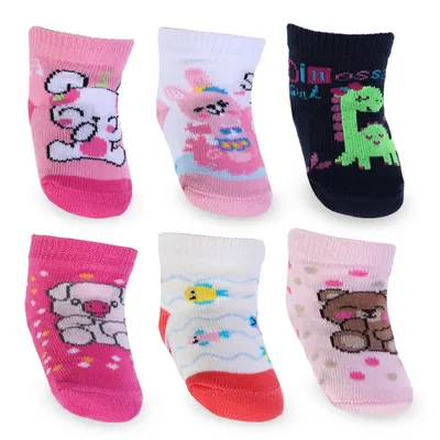 Kit Meia Recém-Nascido Com Estampa Sortida 06 Peças 8236