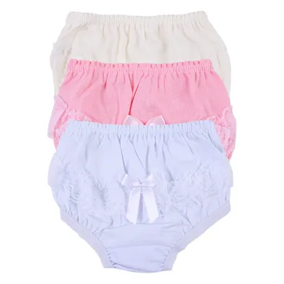 Kit Calcinha Infantil Brando Detalhe Renda - 3 Peças Kit Calcinha Infantil Brando Detalhe Renda - 3 Peças