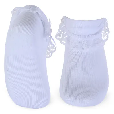 Meia Festa Selene Menina Com Renda Pérola