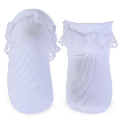 Meia Festa Selene Menina Com Renda Pérola