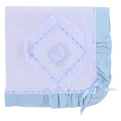 Manta Piquet Forrada Bordados Alexandra Com Babado Duplo Manta Piquet Forrada Bordados Alexandra Com Babado Duplo