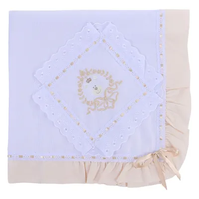 Manta Piquet Forrada Bordados Alexandra Com Babado Duplo Manta Piquet Forrada Bordados Alexandra Com Babado Duplo