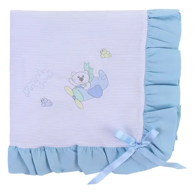 Manta Piquet Bordados Alexandra Com Babado Rebatido Manta Piquet Bordados Alexandra Com Babado Rebatido