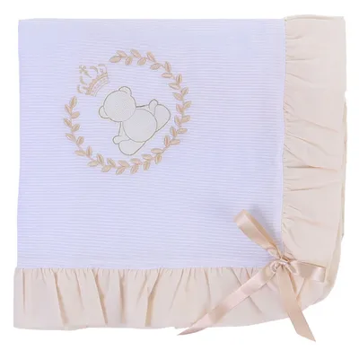 Manta Piquet Bordados Alexandra Com Babado Rebatido Manta Piquet Bordados Alexandra Com Babado Rebatido