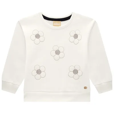 Conjunto Milon Blusa com Bordado de Flor e Calça em Moletom