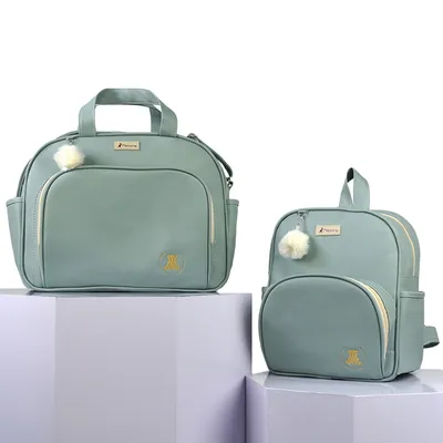 Bolsa Mappyng Bordado Urso E Pompom 2 Peças