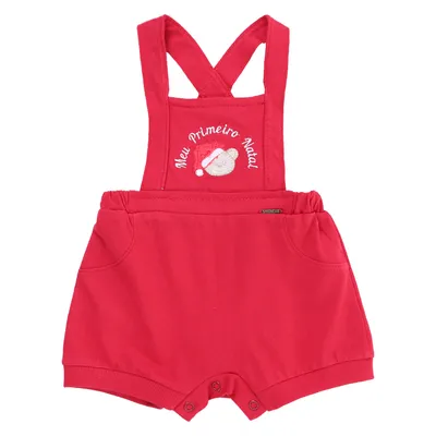 Macacão Bebê Curto Aconchego Com Body Estampa Natal 2 Peças