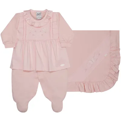 Macacão Longo Bebê Sonho Mágico Bordado Flor E Borboleta