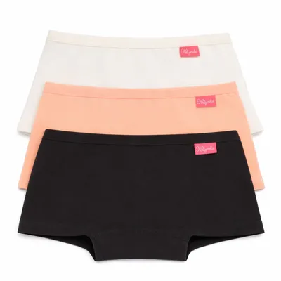 Calcinha Infantil Kellynha Boxer Lisa com 3 Peças