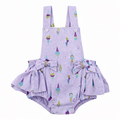 Banho De Sol Din Don Estampa Sorvete Com Laço E Babado