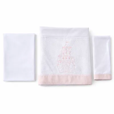 Jogo de Lençol Berço Americano Art Bebê Princesa - 3 Peças