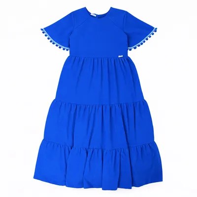 Vestido Juvenil Cattai Manga Curta Pompom Longo 3 Marias