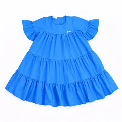 Vestido Infantil Cattai Manga Curta Recorte 3 Marias Liso