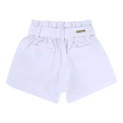 Short Sarja Clochard Color Mini Com Detalhe Laço Para Menina