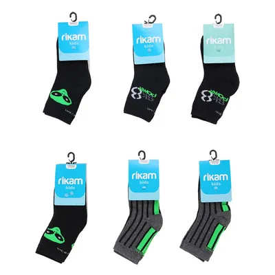 Kit Meia Rikam Menino Atoalhada Sortida Com 06 Peças