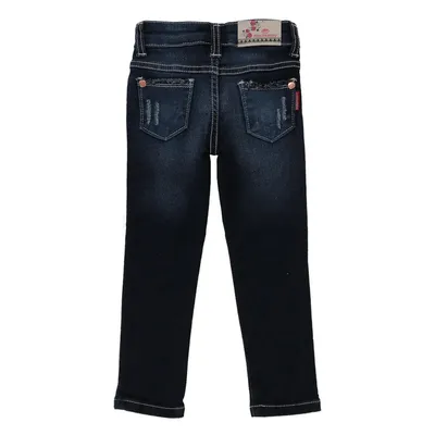 Calça Jeans Mackvanny Com Lavagem Big Used Escura Menina