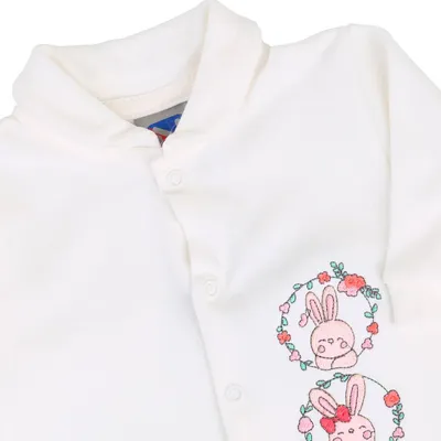 Macacão Longo Bebê Nanocute Bordado Coelhinha